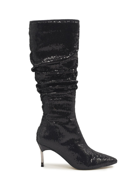 High sequined boot in black