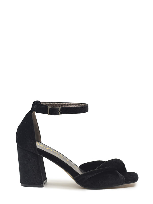 Black velvet sandal for women