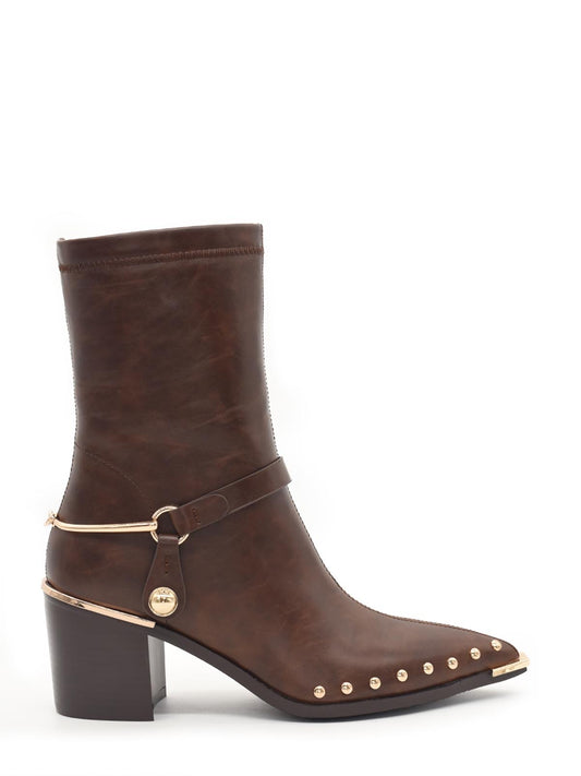 Brown Campero ankle boots with studs on the upper