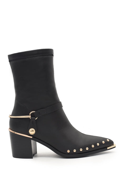 Black Campero ankle boots with studs on the upper