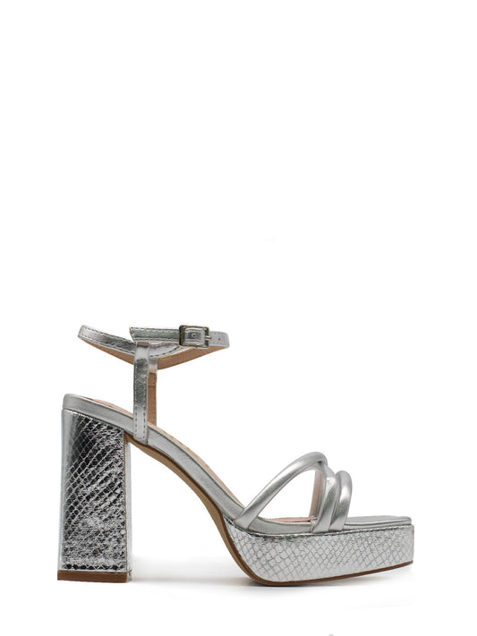 Sandalo con cinturino argento metallizzato