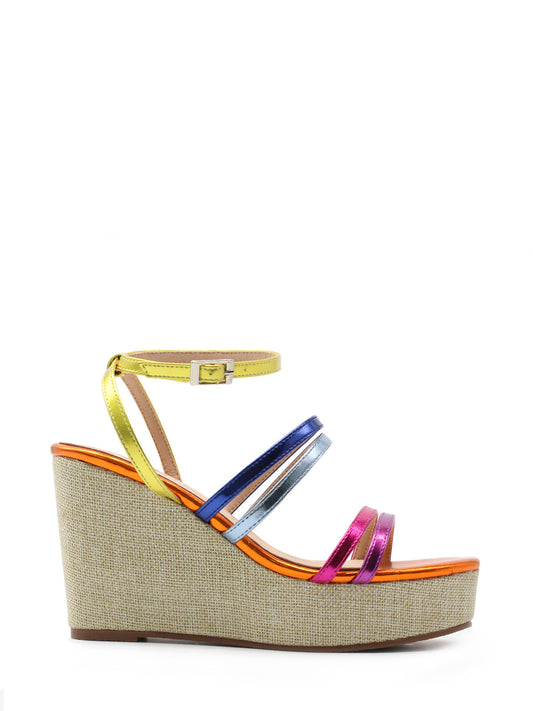 Women's wedge with multicolored straps