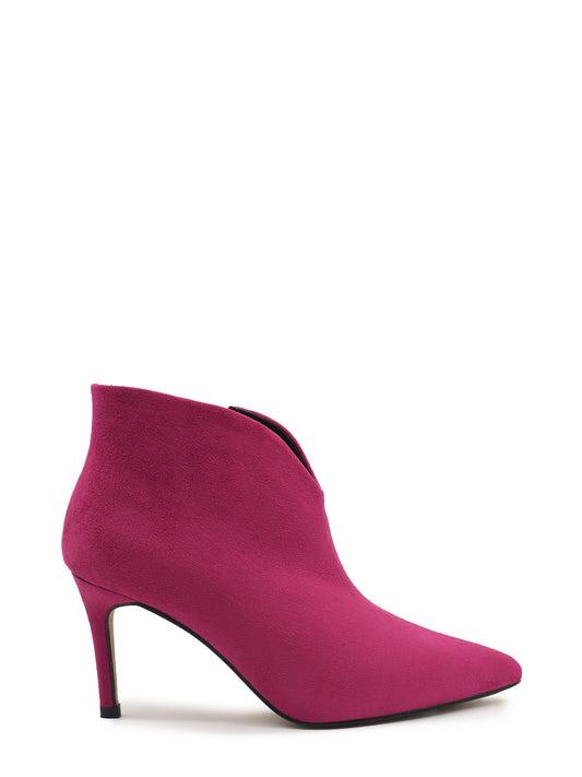 Bougainvillea-coloured thin-heeled ankle boots