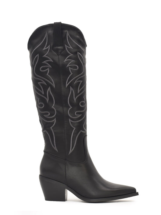 Black embroidered cowboy boot