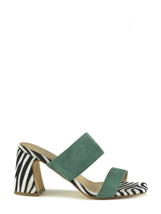 Green zebra heel sandal