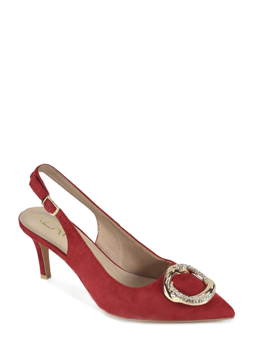 Zapato de salón destalonado rojo para mujer